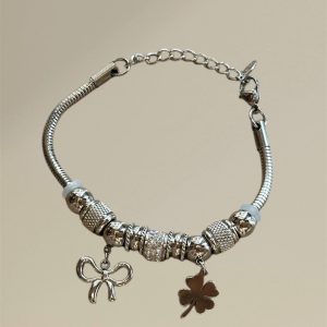Lucky Bow Ατσάλινο βραχιολάκι με charms