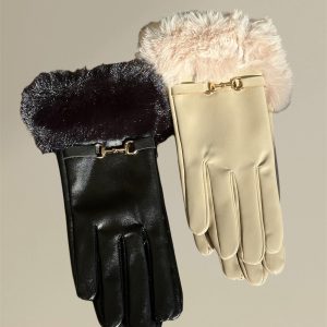 Elegant Chain Gloves – Δερμάτινα Γάντια με Χρυσή Λεπτομέρεια
