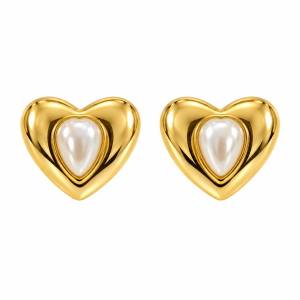 Pearl heart earrings – Stainless Steel