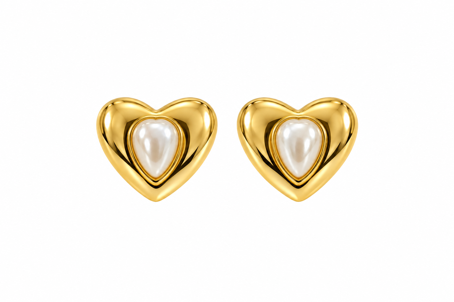 Pearl heart earrings – Stainless Steel