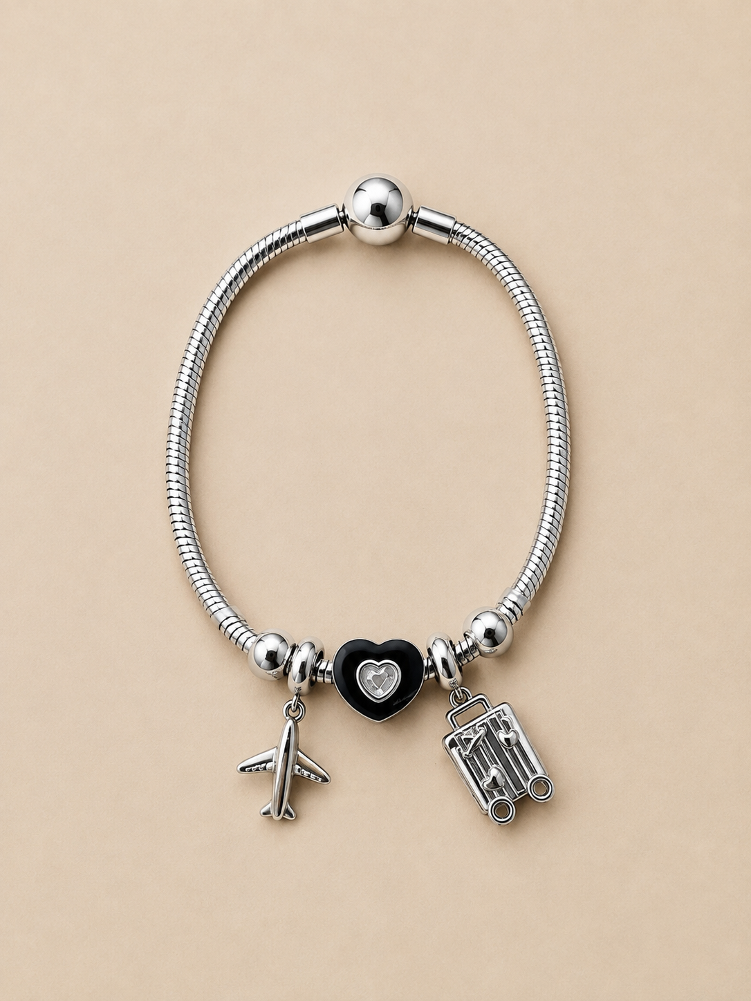 TRAVEL CRUSH Stainless Steel Charm Bracelet – Gold & Silver - Image 2