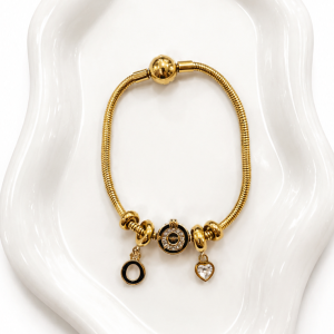 ALLURE Stainless Steel Charm Bracelet – Gold & Silver