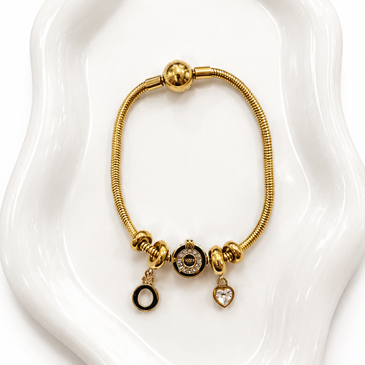 ALLURE Stainless Steel Charm Bracelet – Gold & Silver
